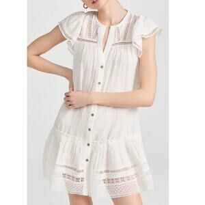 Veronica Beard Mirtea Cotton Dress with Lace Inserts Size Small Mini Length
